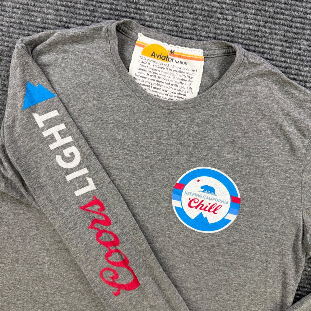 Aviator Nation Coors Light Keeping California Chill Long Sleeve T-Shirt Medium
